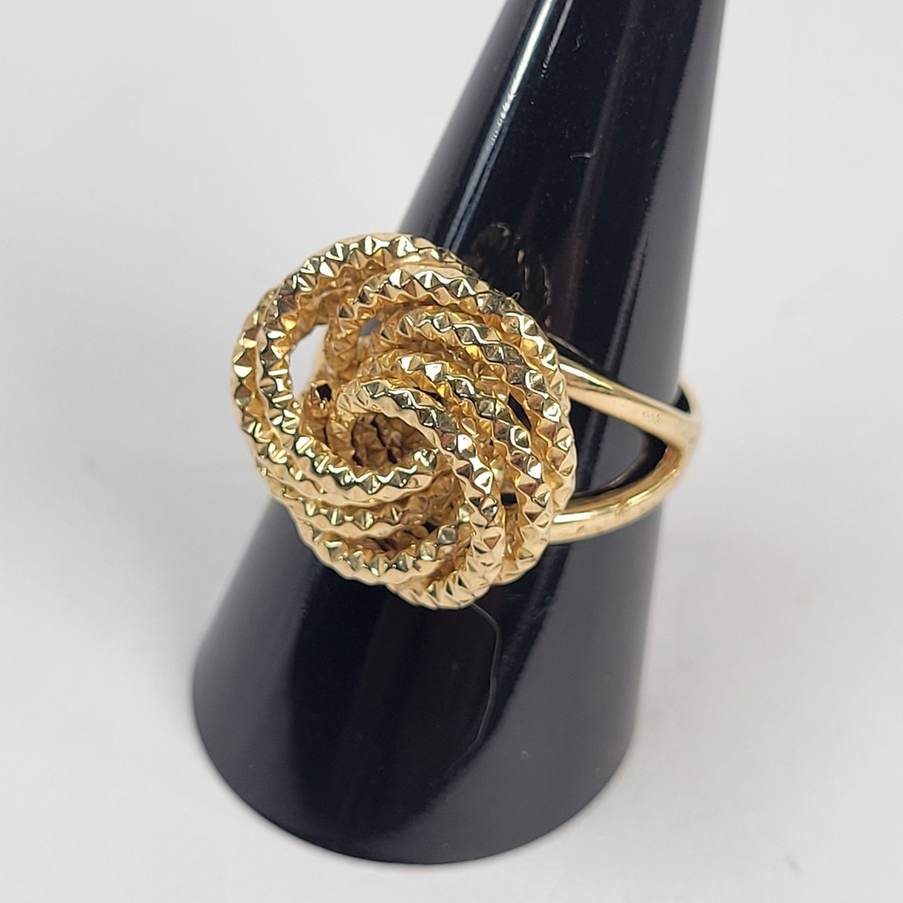OT Gold Vermeil 925 Sterling Silver Textured Love Knot Rose Ring Turkey Size 9
